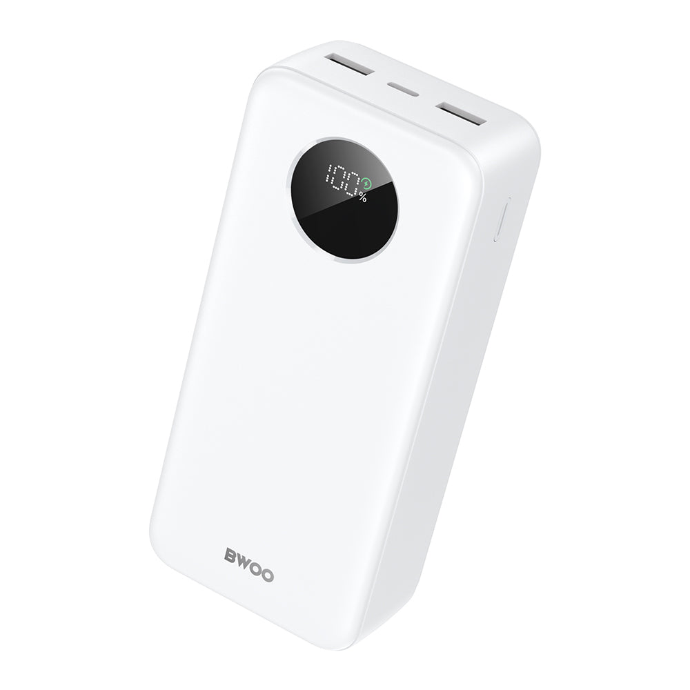 Externe Batterij BWOO BO-P64, 30000mAh, 22.5W, QC + PD, 1 x USB-C - 2 x USB-A, Wit