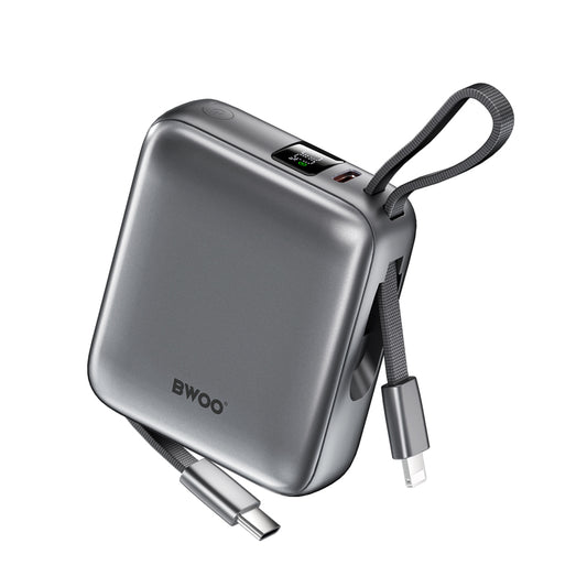 Externe Batterij BWOO BO-P74, 10000mAh, 22.5W, PD, 1 x Lightning - 2 x USB-C, Zwart