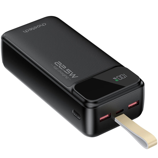 Choetech B730 Externe Batterij, 30000mAh, 22.5W, QC + PD, 1 x USB-C - 2 x USB-A, Zwart 