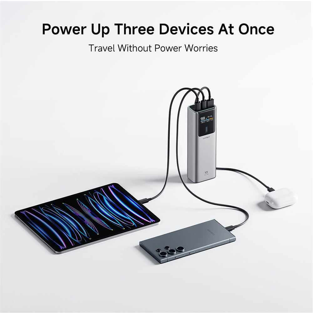 Externe batterij Cuktech PB150P, 15000mAh, 120W, QC + PD, 1 x USB-A - 2 x USB-C, Grijs CKPB150POSGR