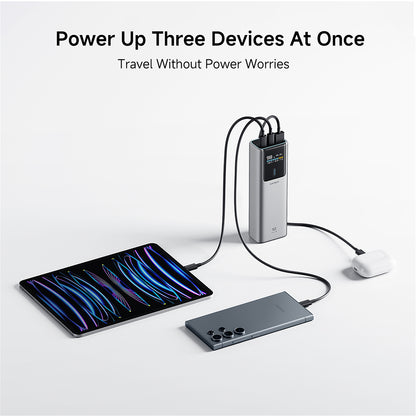 Externe batterij Cuktech PB150P, 15000mAh, 120W, QC + PD, 1 x USB-A - 2 x USB-C, Grijs CKPB150POSGR