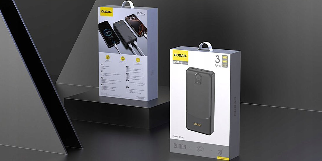 Externe Batterij Dudao K10Pro, 20000mAh, 12W, 2 x USB-A, Zwart