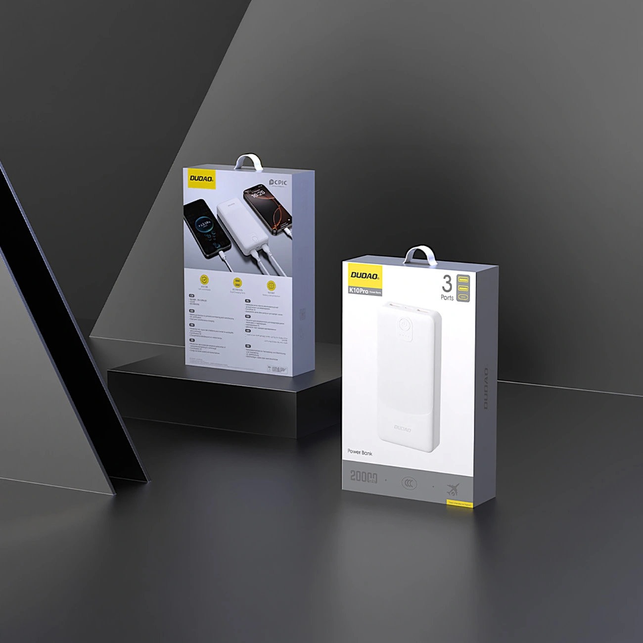 Externe Batterij Dudao K10Pro, 20000mAh, 12W, 2 x USB-A, Wit