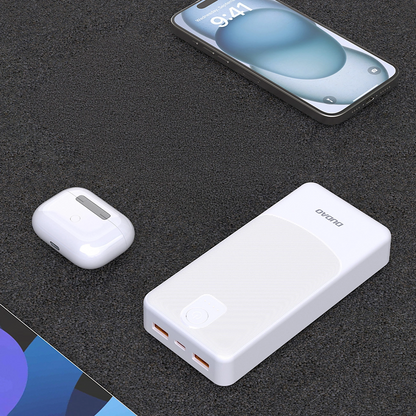 Externe Batterij Dudao K10Pro, 20000mAh, 12W, 2 x USB-A, Wit