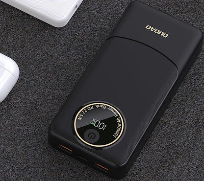 Externe Batterij Dudao K12Pro, 20000mAh, 22.5W, QC + PD, 1 x USB-C - 2 x USB-A, Zwart