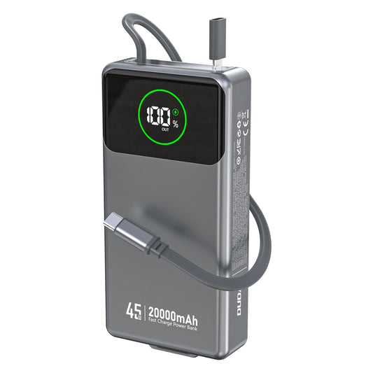 Externe batterij Dudao K31 Pro, 20000mAh, 45W, QC + PD, 1 x USB-A - 2 x USB-C, Grijs