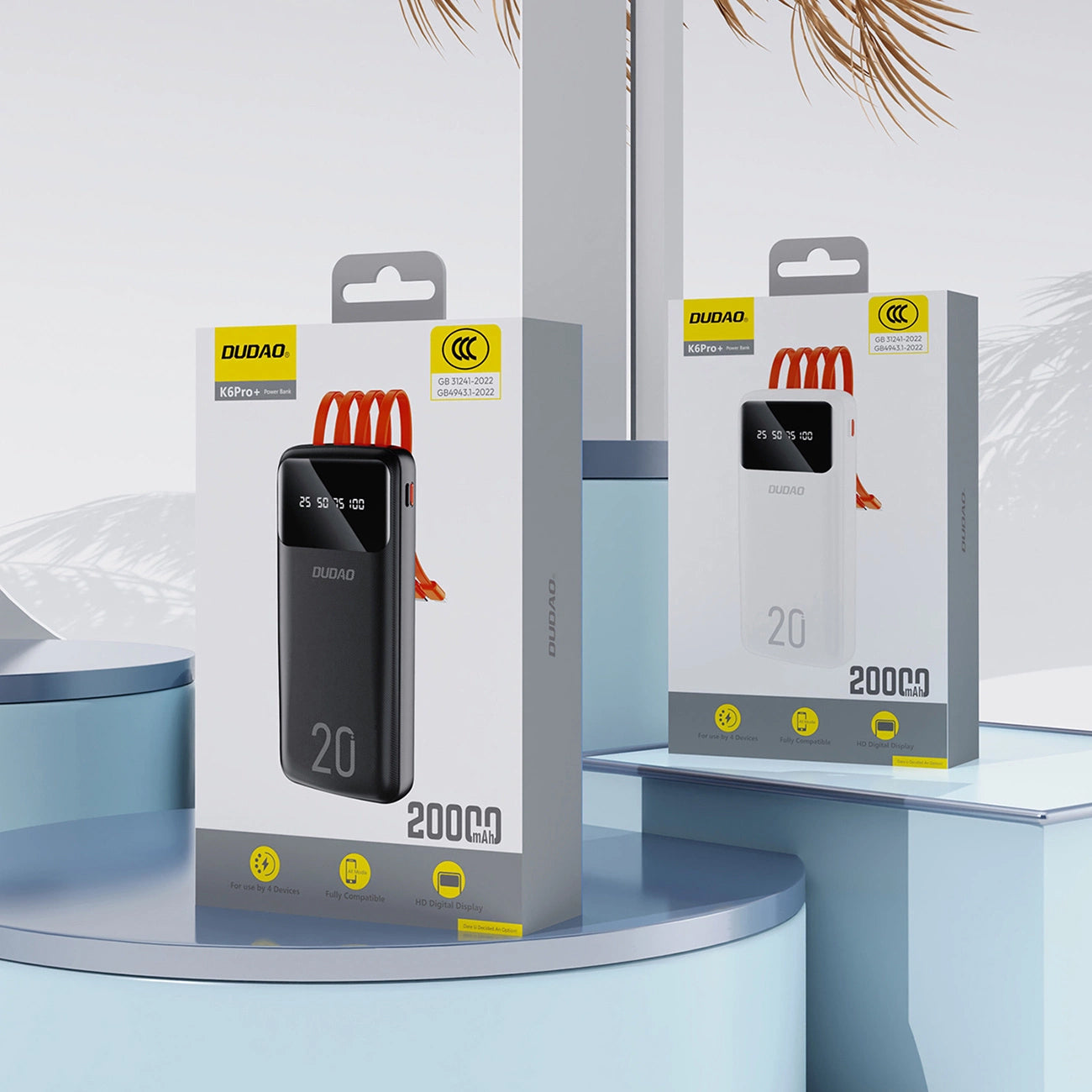 Externe Batterij Dudao K6Pro+, 20000mAh, 10W, 1 x Lightning - 1 x microUSB - 1 x USB-A - 1 x USB-C, Zwart