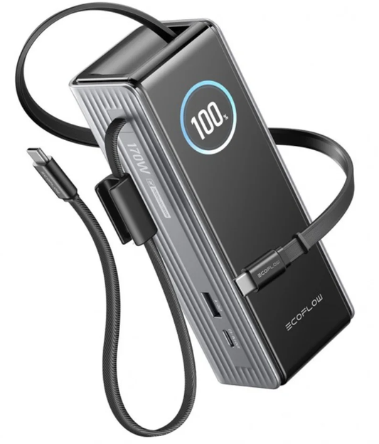 Externe Batterij EcoFlow Rapid, 25000mAh, 170W, QC + PD, 1 x USB-A - 3 x USB-C, Gri