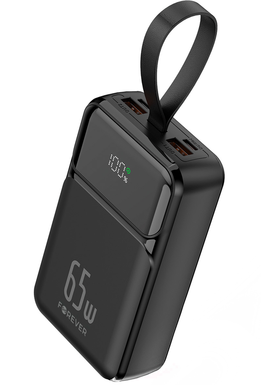 Externe batterij Forever TB-400, 20000mAh, 65W, QC + PD, 2 x USB-A - 2 x USB-C, Zwart