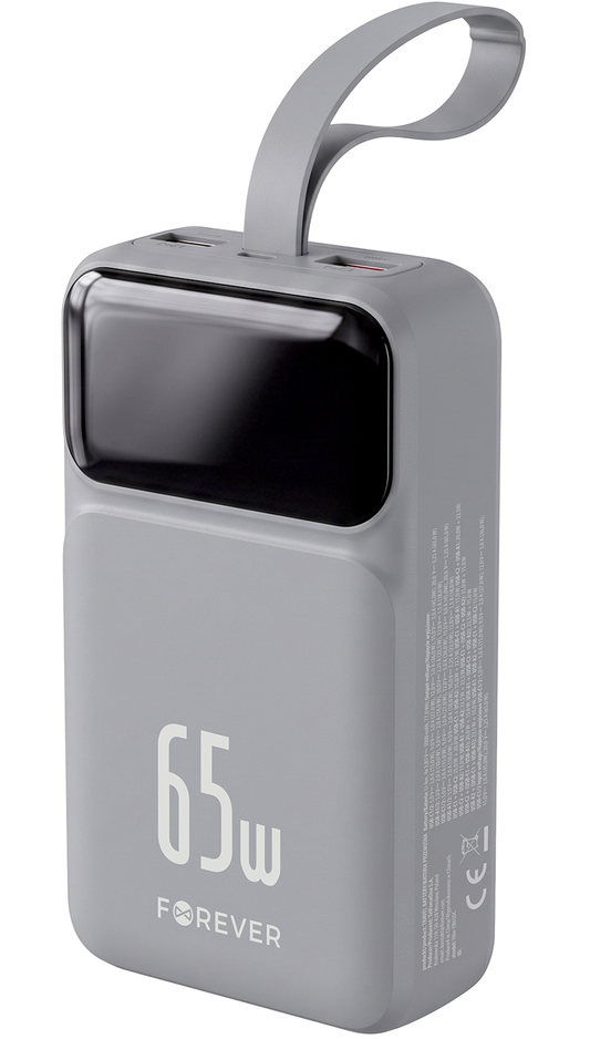 Externe Batterij Forever Vibe-TB65, 20000mAh, 65W, QC + PD, 2 x USB-A - 2 x USB-C, Grijs