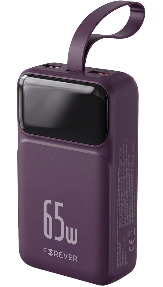 Externe batterij Forever Vibe-TB65, 20000mAh, 65W, QC + PD, 2 x USB-A - 2 x USB-C, Wijnrood