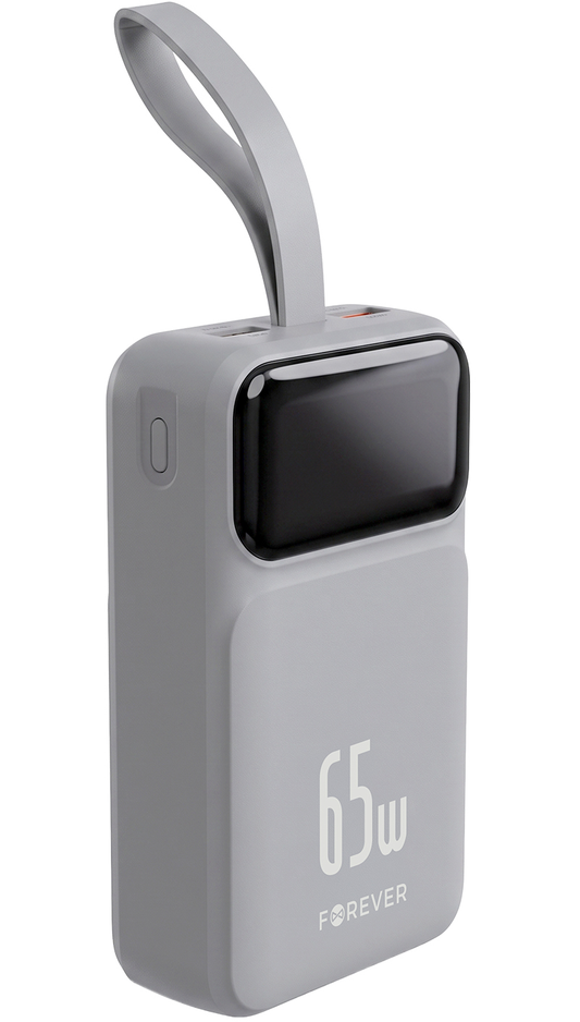 Externe Batterij Forever Vibe-TB65, 20000mAh, 65W, QC + PD, 2 x USB-A - 2 x USB-C, Grijs