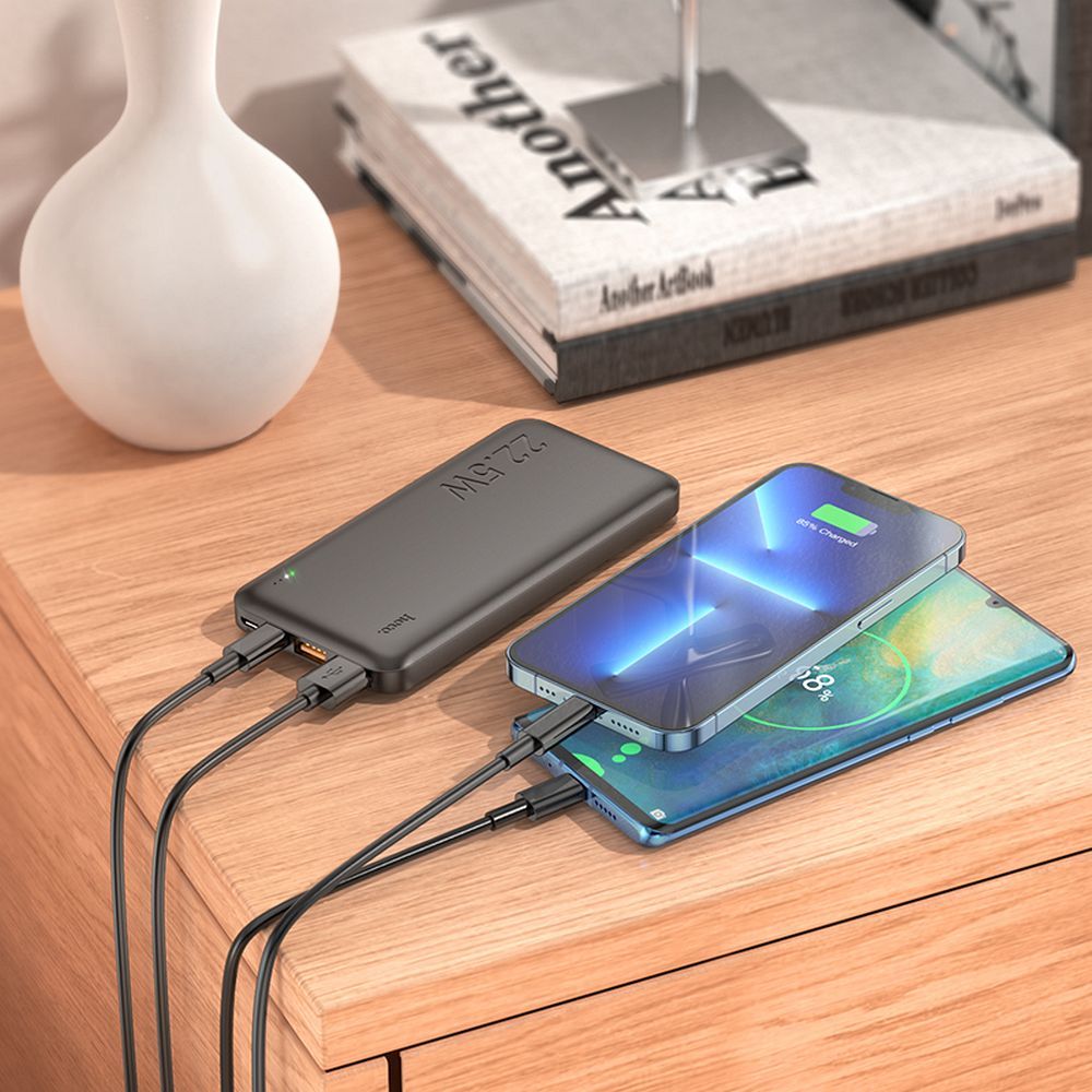 Externe Batterij HOCO J101, 10000mAh, 22.5W, QC + PD, 1 x USB-C - 2 x USB-A, Zwart