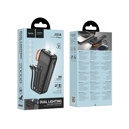 Externe batterij HOCO J151A, 20000mAh, 10W, 1 x Lightning - 1 x microUSB - 1 x USB-A - 1 x USB-C, Zwart