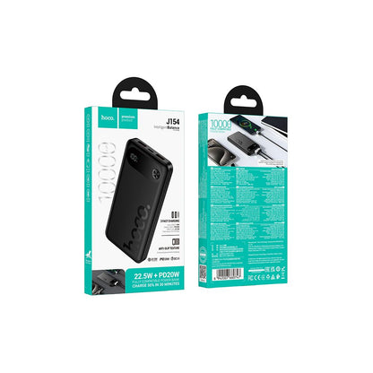 Externe batterij HOCO J154, 10000mAh, 22,5W, QC + PD, 1 x USB-C - 2 x USB-A, Zwart