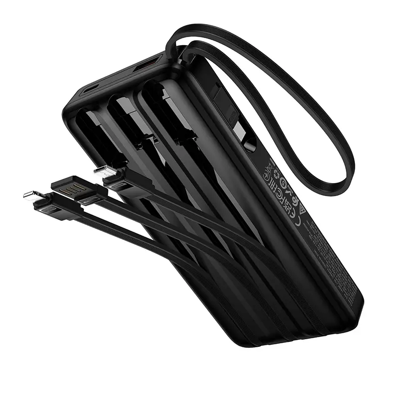 Externe batterij HOCO J156 Founder, 10000mAh, 22,5W, QC + PD, 1 x Lightning - 1 x microUSB - 1 x USB-A - 2 x USB-C, Zwart