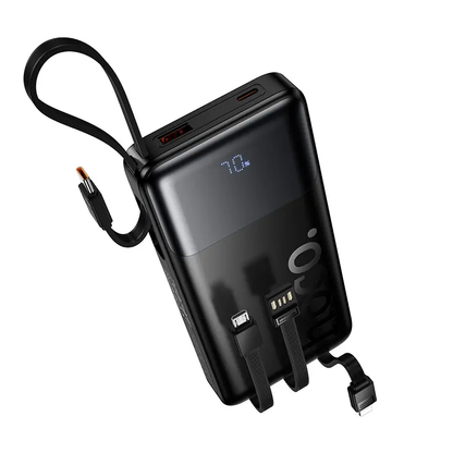 Externe batterij HOCO J156 Founder, 10000mAh, 22,5W, QC + PD, 1 x Lightning - 1 x microUSB - 1 x USB-A - 2 x USB-C, Zwart