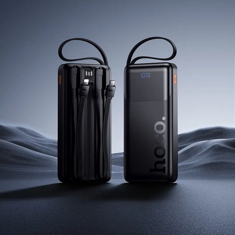Externe batterij HOCO J156 Founder, 10000mAh, 22,5W, QC + PD, 1 x Lightning - 1 x microUSB - 1 x USB-A - 2 x USB-C, Zwart