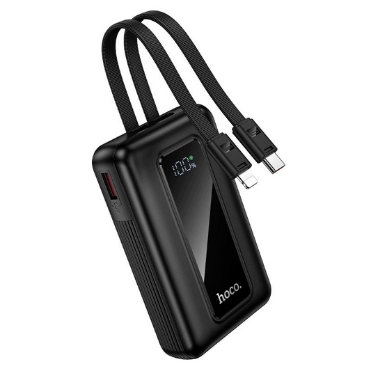 Externe batterij HOCO J162, 10000mAh, 22.5W, QC + PD, 1 x Lightning - 1 x USB-A - 2 x USB-C, Zwart