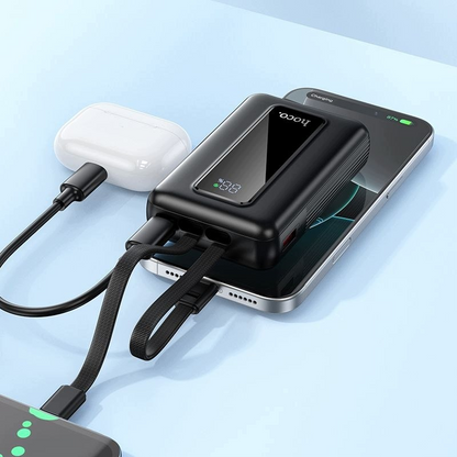 Externe batterij HOCO J162, 10000mAh, 22.5W, QC + PD, 1 x Lightning - 1 x USB-A - 2 x USB-C, Zwart