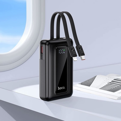 Externe batterij HOCO J162, 10000mAh, 22.5W, QC + PD, 1 x Lightning - 1 x USB-A - 2 x USB-C, Zwart