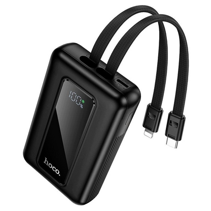 Externe batterij HOCO J162, 10000mAh, 22.5W, QC + PD, 1 x Lightning - 1 x USB-A - 2 x USB-C, Zwart