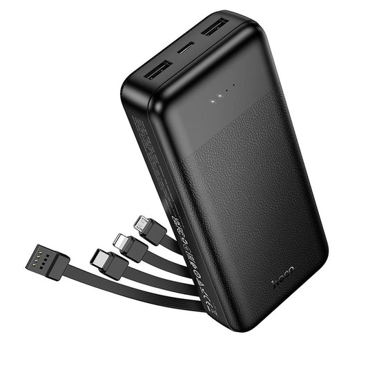HOCO J163A powerbank, 20000 mAh, 10 W, 1 x Lightning - 1 x microUSB - 1 x USB-C - 2 x USB-A, zwart