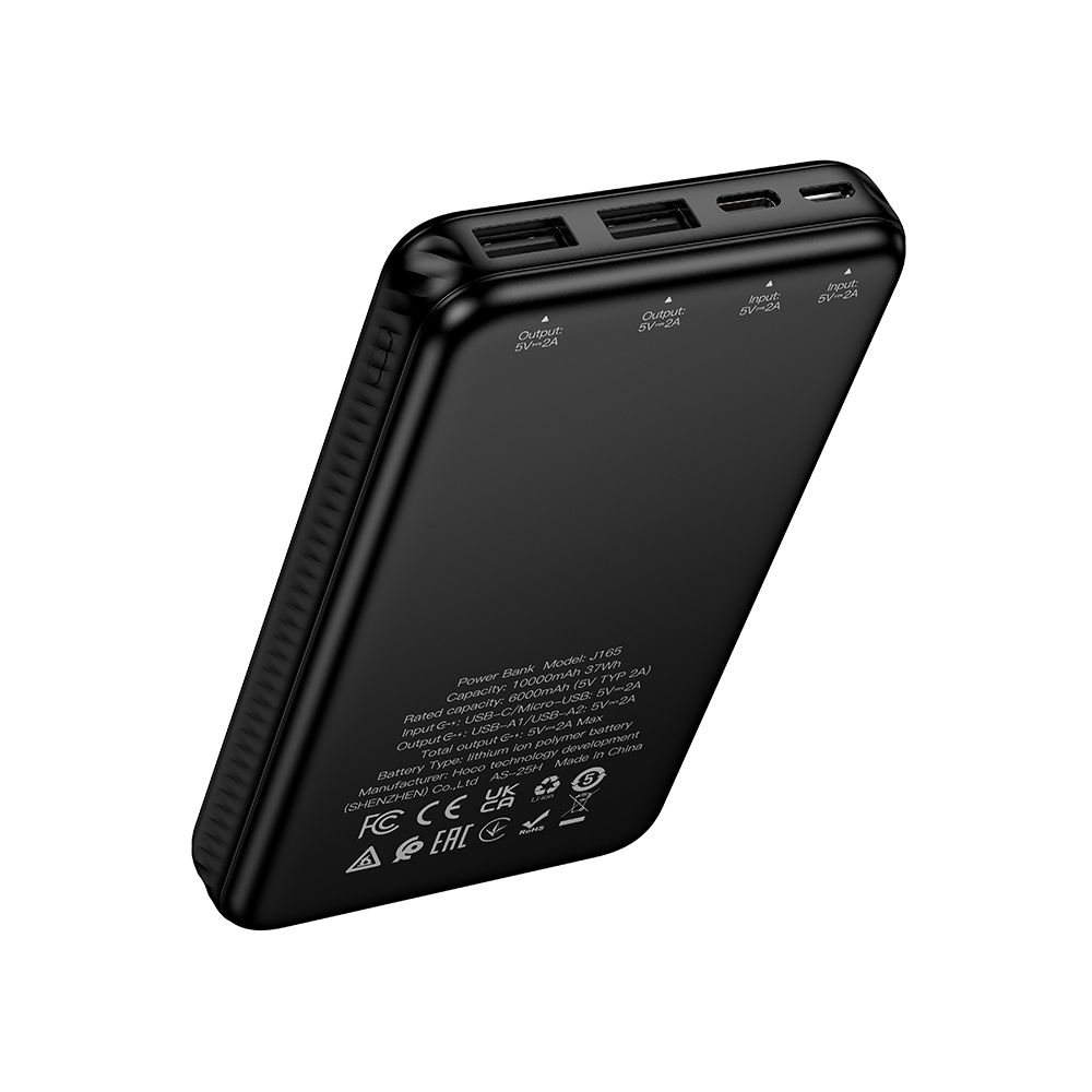 Externe batterij HOCO J165A, 10000mAh, 10W, 2 x USB-A, Zwart