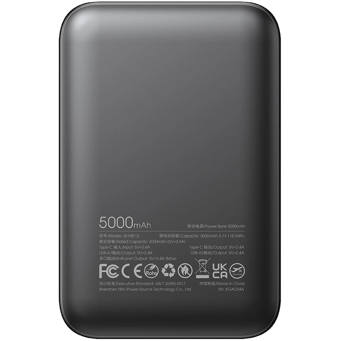 Externe Batterij Joyroom JR-PBF13, 5000mAh, 12W, 1 x USB-C - 2 x USB-A, Zwart