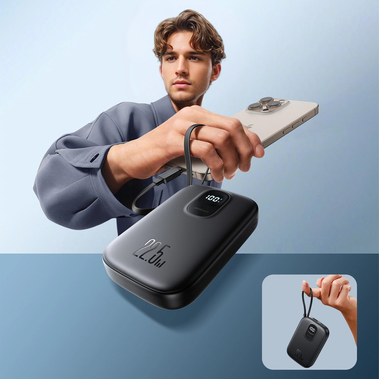 Externe Batterij Joyroom JR-PBF17, 10000mAh, 22.5W, QC + PD, 1 x USB-A - 2 x USB-C, Zwart