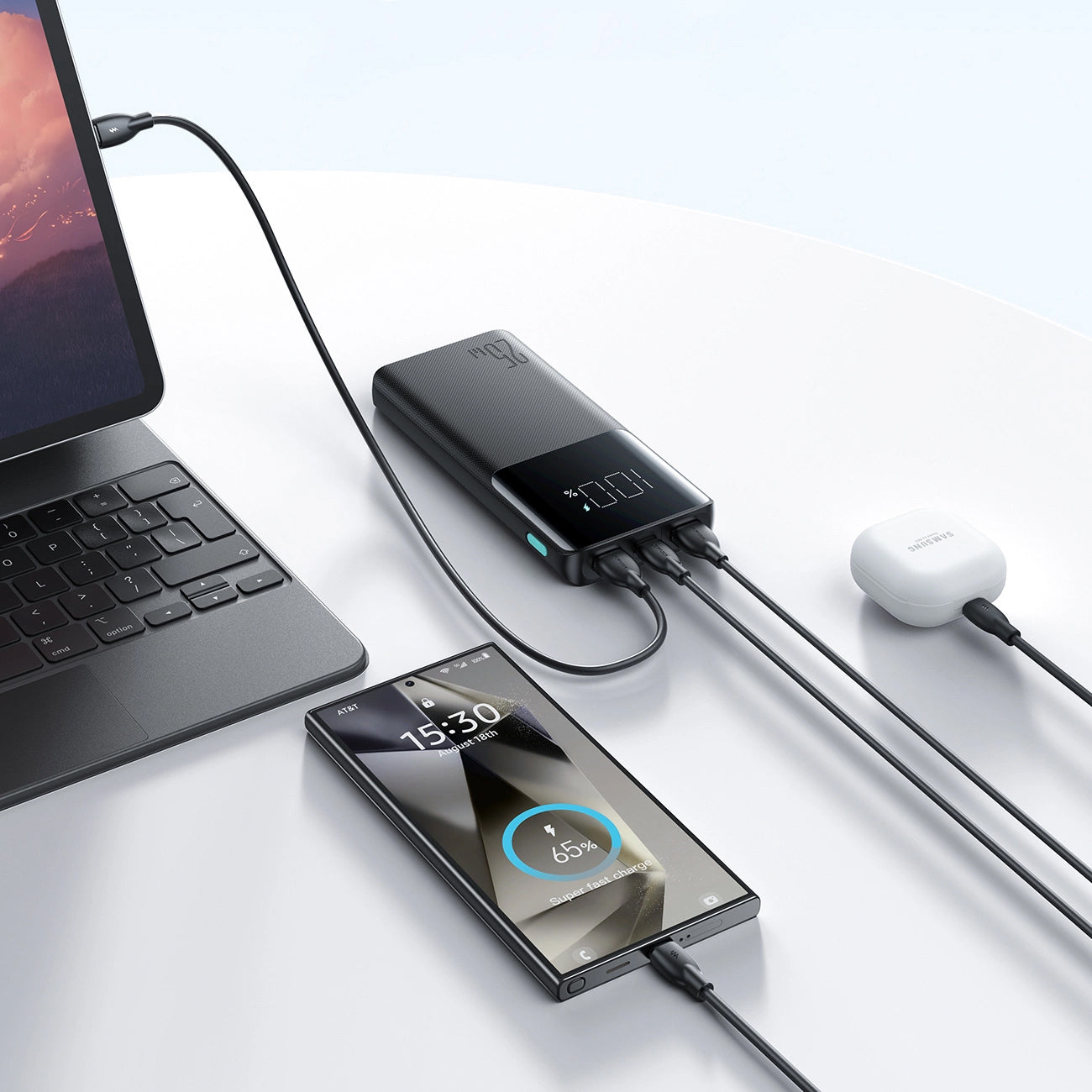 Externe Batterij Joyroom JR-PBF20, 10000mAh, 25W, QC + PD, 1 x USB-C - 2 x USB-A, Zwart