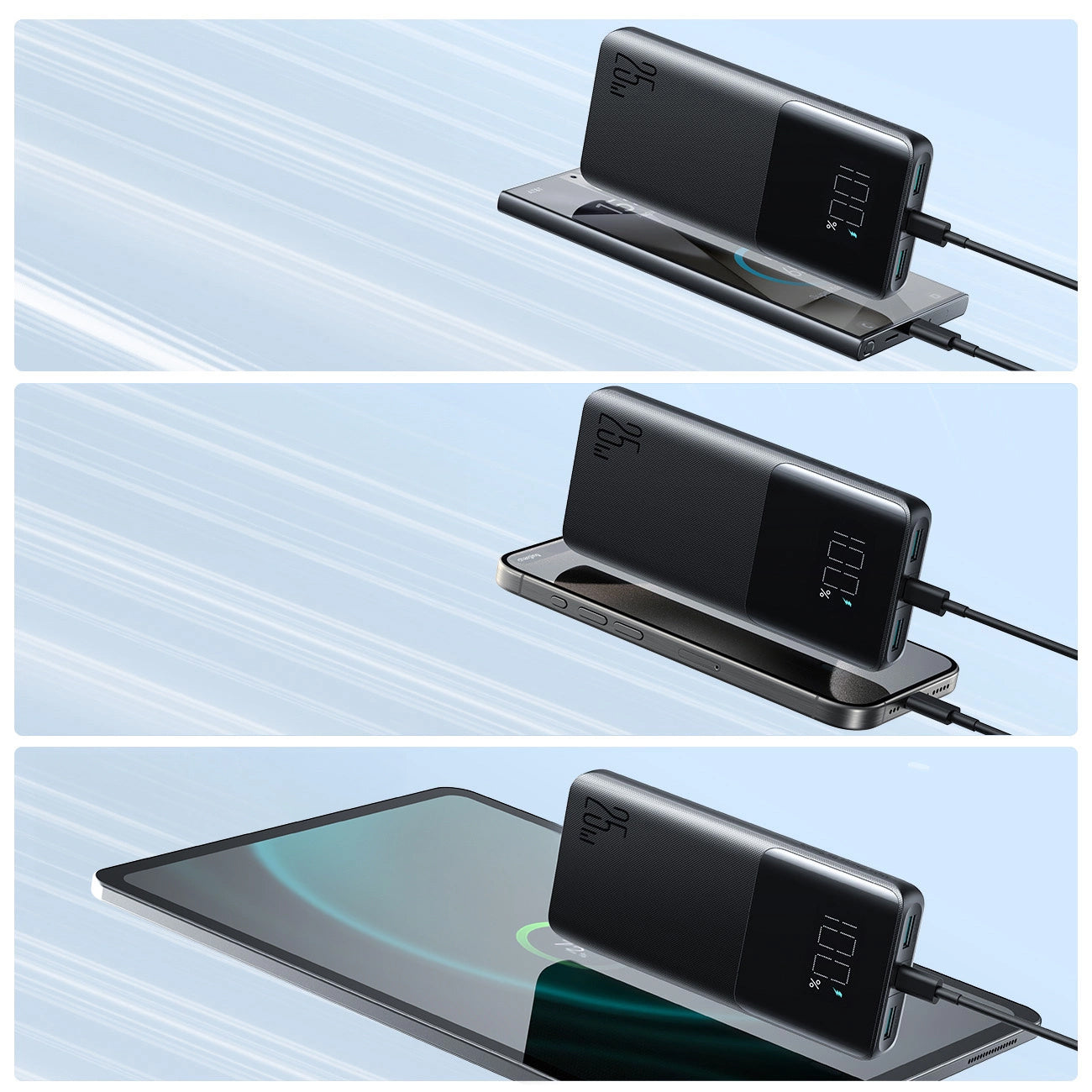 Externe Batterij Joyroom JR-PBF20, 10000mAh, 25W, QC + PD, 1 x USB-C - 2 x USB-A, Zwart