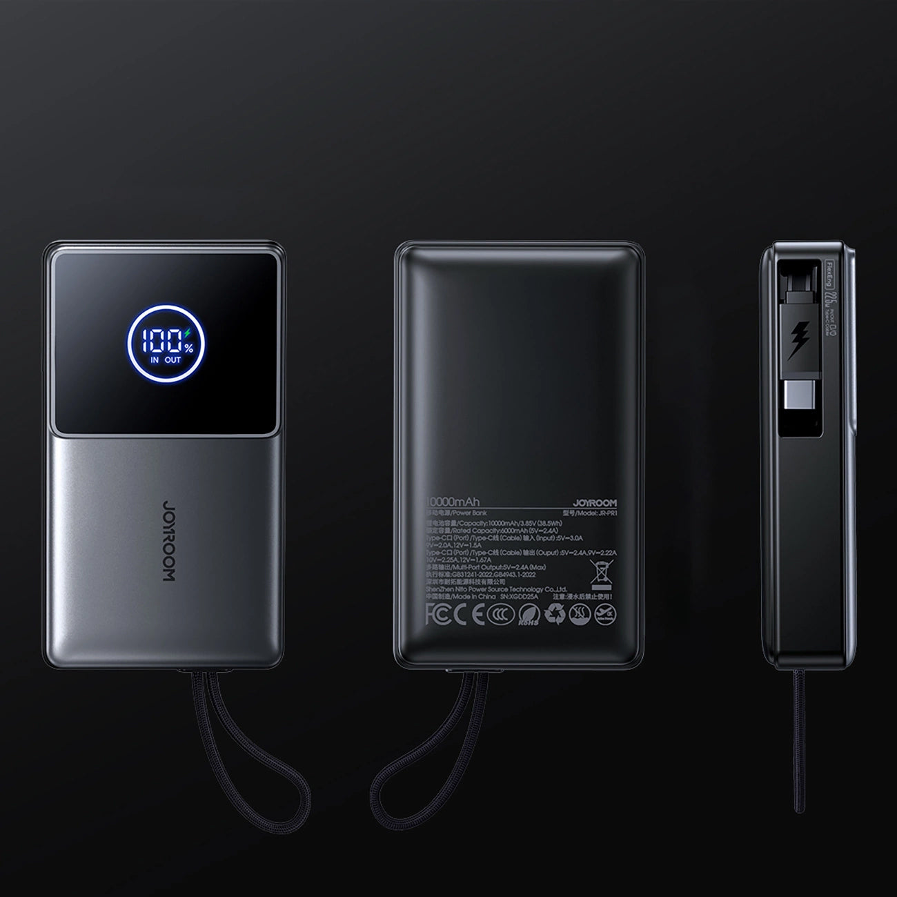 Externe Batterij Joyroom JR-PR1, 10000mAh, 22.5W, PD, 2 x USB-C, Gri