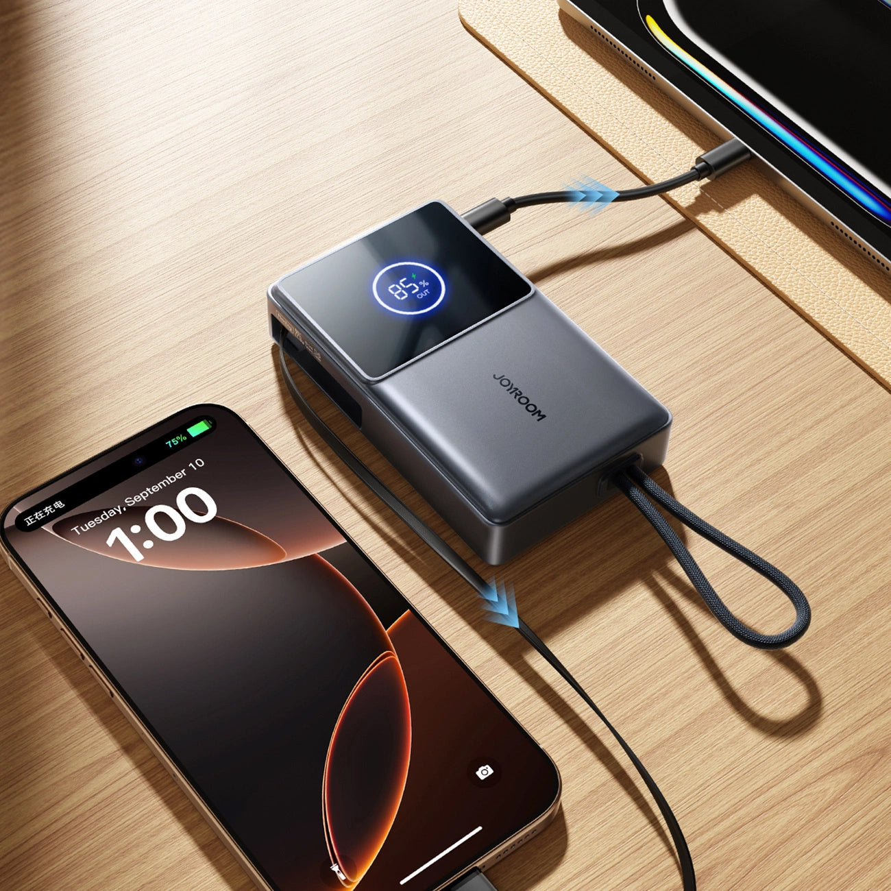Externe Batterij Joyroom JR-PR1, 10000mAh, 22.5W, PD, 2 x USB-C, Gri