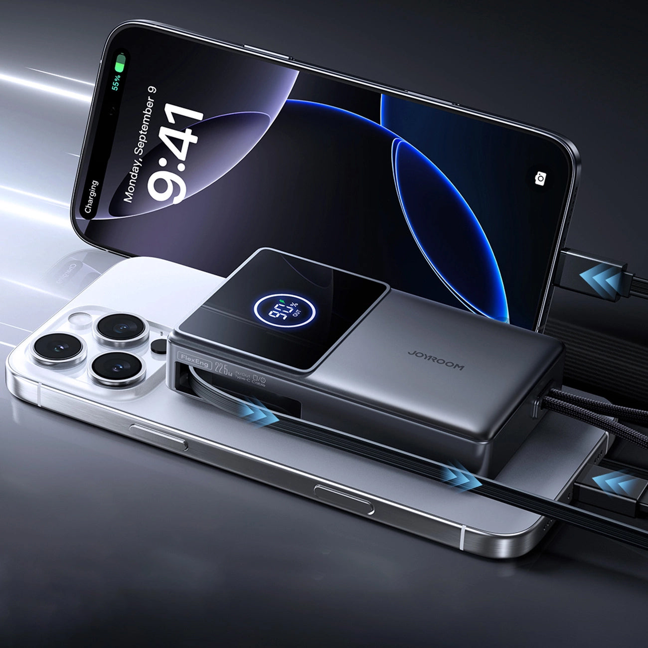 Externe Batterij Joyroom JR-PR1, 10000mAh, 22.5W, PD, 2 x USB-C, Gri
