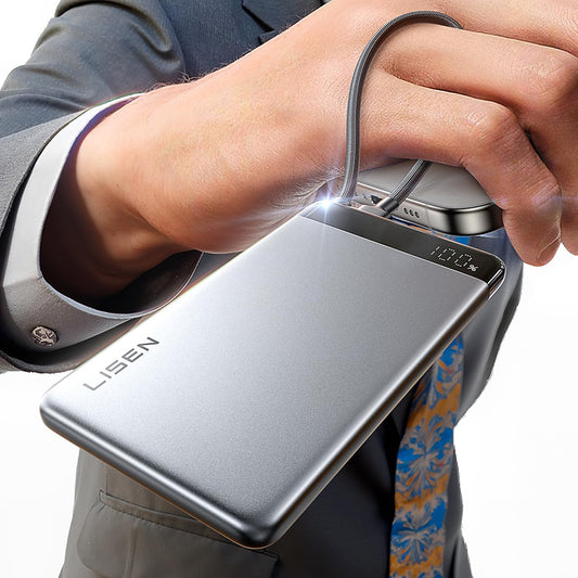 Externe batterij Lisen, 10000mAh, 22.5W, PD, 2 x USB-C, Grijs