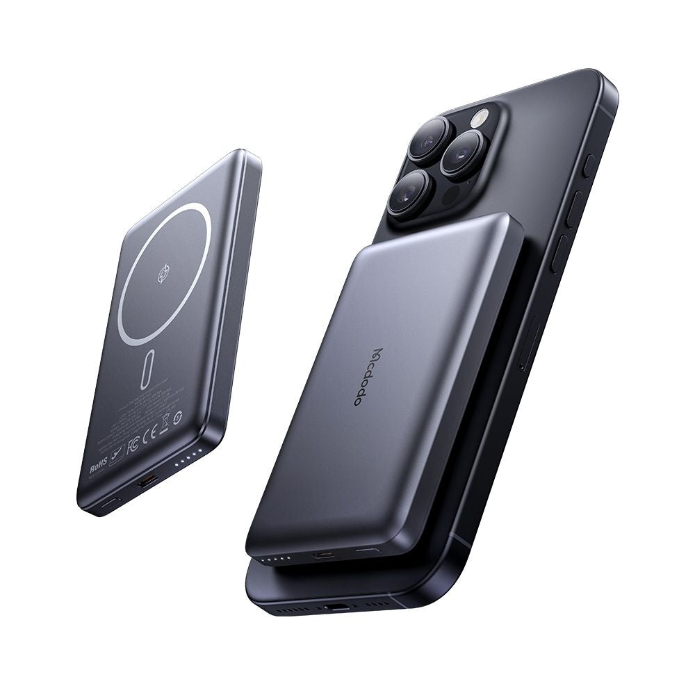 Draadloze Externe Batterij McDodo MC-4651 Meta, 10000mAh, 20W, PD + FQI, 1 x QI - 1 x USB-C, Zwart