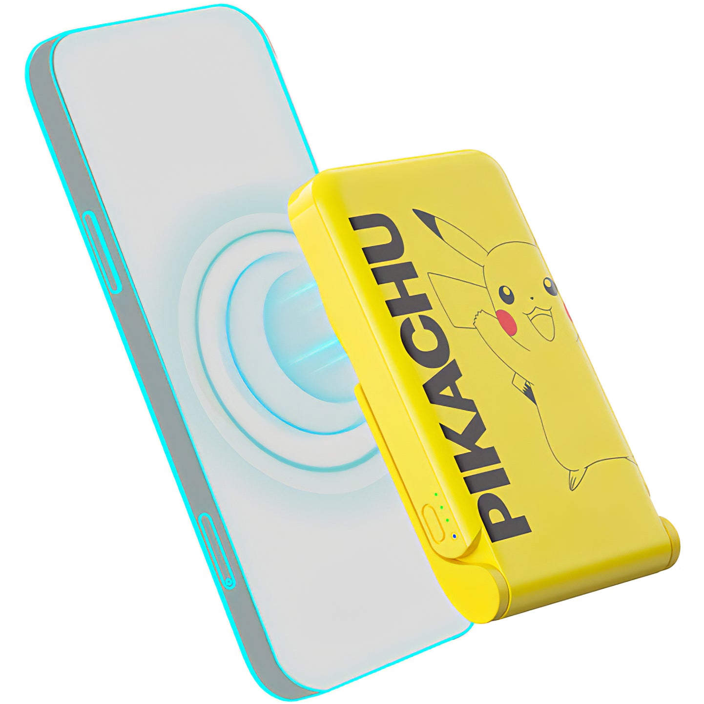 Draadloze Externe Batterij OTL Pokemon Pikatchu, 5000mAh, 20W, PD + FQI, 1 x QI - 1 x USB-C, Geel PK1191