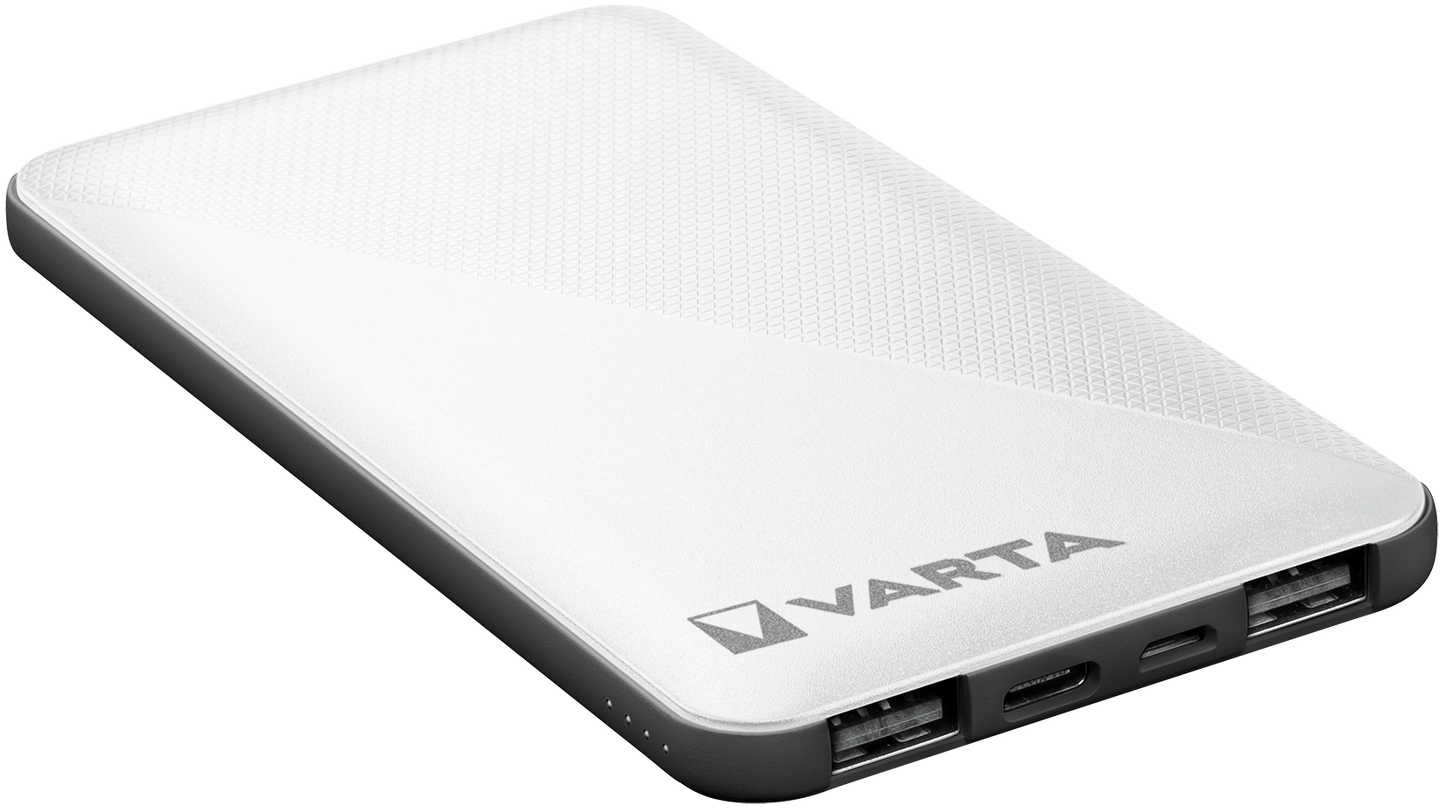 Varta Energy Externe Batterij, 5000mAh, 15W, 2 x USB-A - 1 x USB-C, Wit