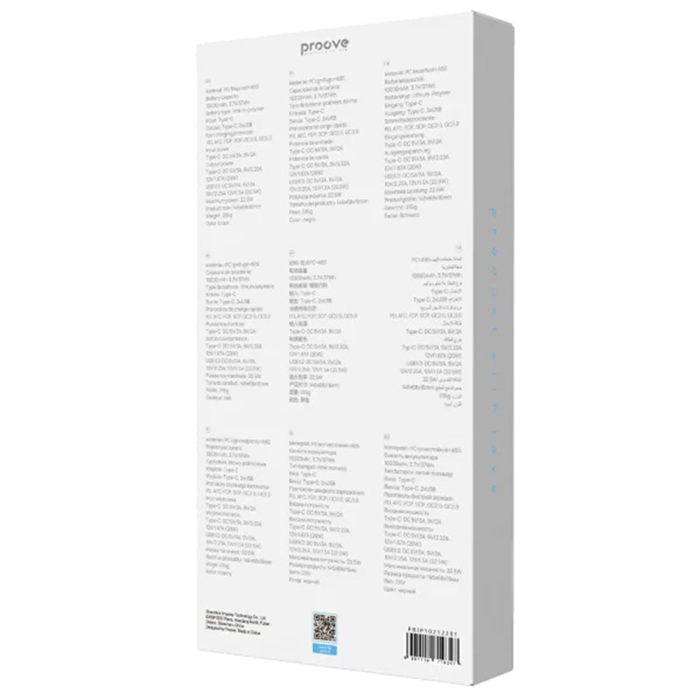 Externe Batterij Proove Illuminator 2, 10000mAh, 22.5W, QC + PD, 2 x USB-A - 1 x USB-C, Zwart PBIP10212201