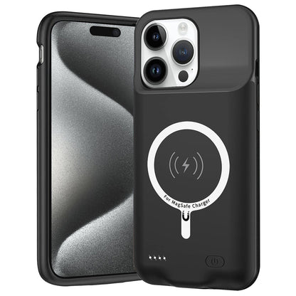 External Battery Case Wireless Techsuit Power Pro Battery for Apple iPhone 15 Pro Max, 8500mAh, Black