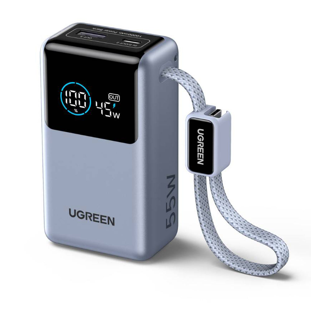 Externe batterij UGREEN Nexode Pro PB727 (75701B), 10000mAh, 55W, QC + PD, 1 x USB-A - 2 x USB-C, Grijs