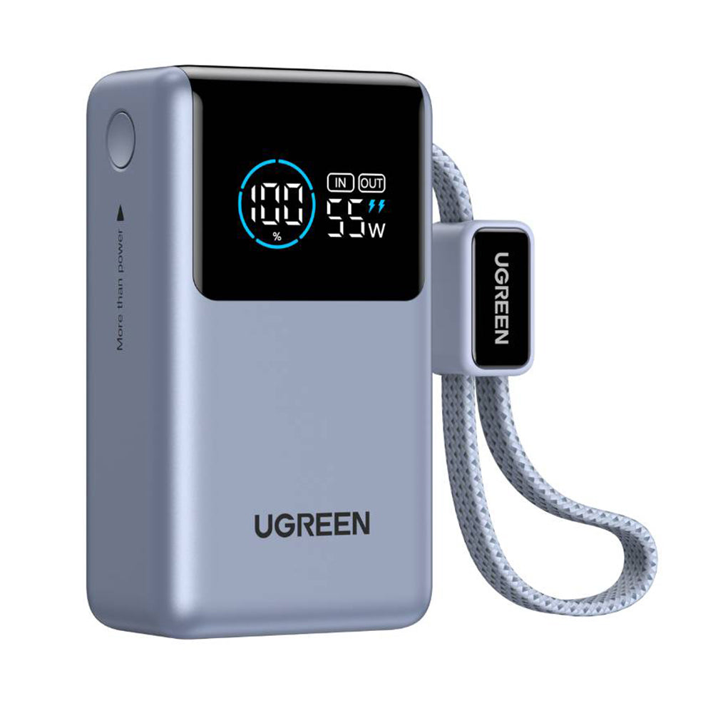 Externe batterij UGREEN Nexode Pro PB727 (75701B), 10000mAh, 55W, QC + PD, 1 x USB-A - 2 x USB-C, Grijs
