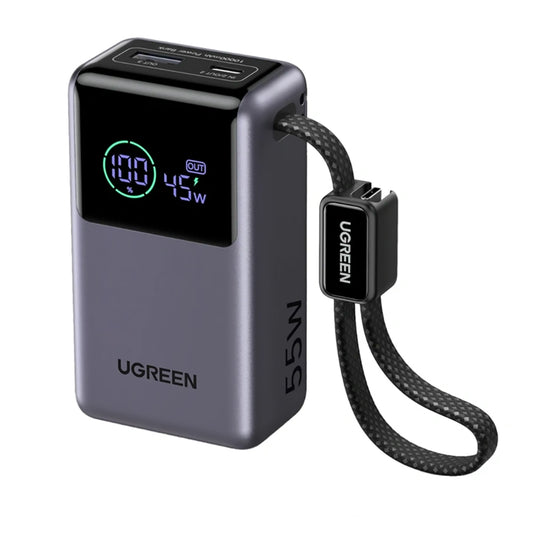 Externe batterij UGREEN Nexode Pro PB727 (85301B), 10000mAh, 55W, QC + PD, 1 x USB-A - 2 x USB-C, Grijs