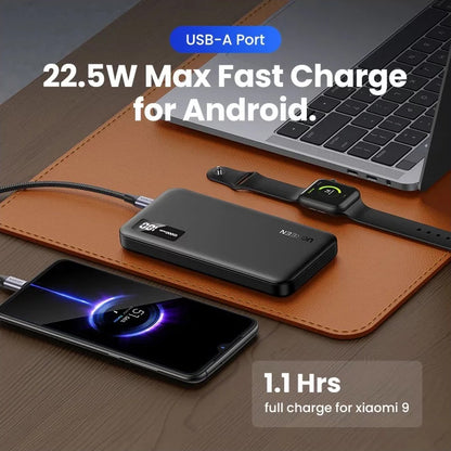 Externe Batterij UGREEN PB311, 10000mAh, 22.5W, QC + PD, 1 x USB-C - 2 x USB-A, Zwart