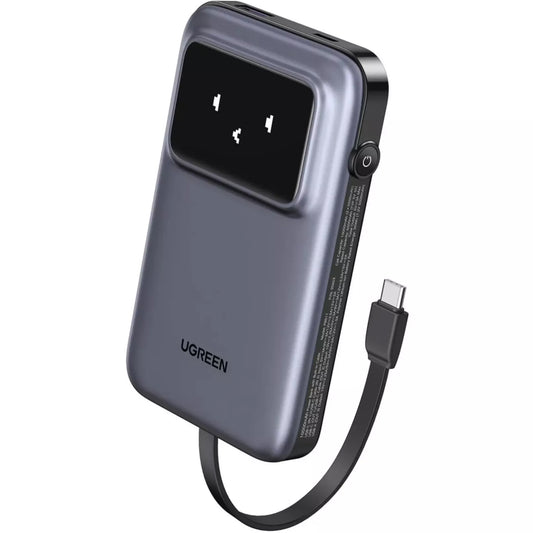 Externe Batterij UGREEN PB511 Uno, 10000mAh, 30W, QC + PD, 1 x USB-A - 2 x USB-C, Gri