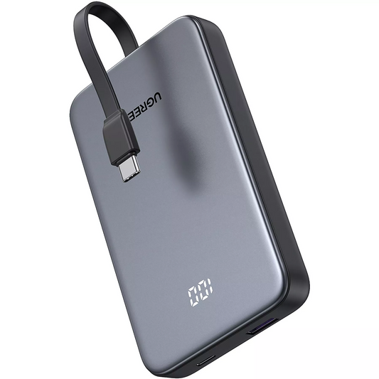 Externe batterij UGREEN PB526 (75161B), 10000mAh, 20W, QC + PD, 1 x USB-A - 2 x USB-C, Grijs