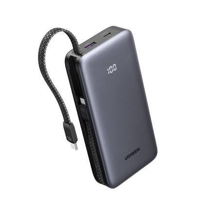 Externe Batterij UGREEN PB528 (55985B), 20000mAh, 30W, QC + PD, 1 x USB-A - 3 x USB-C, Grijs