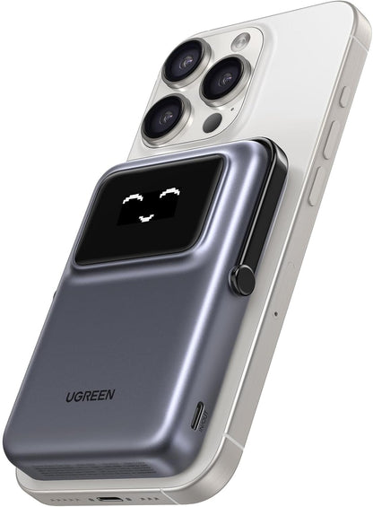 Draadloze Externe Batterij UGREEN PB572 Uno, 10000mAh, 20W, PD + FQI, 1 x QI - 1 x USB-C, Grijs