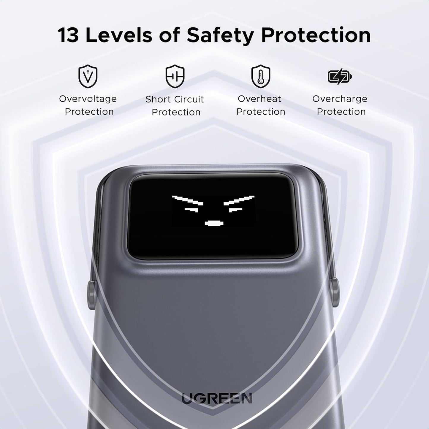 Draadloze Externe Batterij UGREEN PB572 Uno, 10000mAh, 20W, PD + FQI, 1 x QI - 1 x USB-C, Grijs